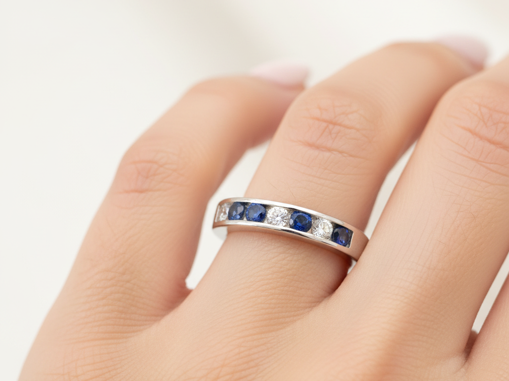 Sapphire Cubic Zirconia Silver Ring