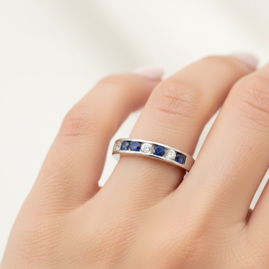 Sapphire Cubic Zirconia Silver Ring