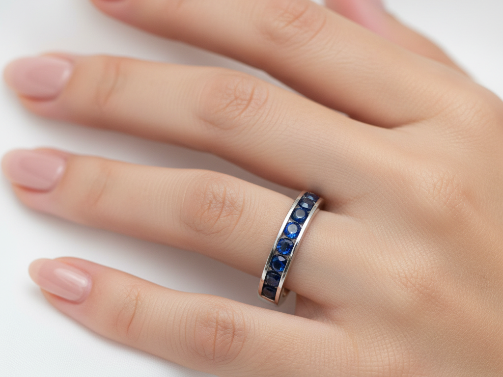 Sapphire Cubic Zirconia Silver Ring