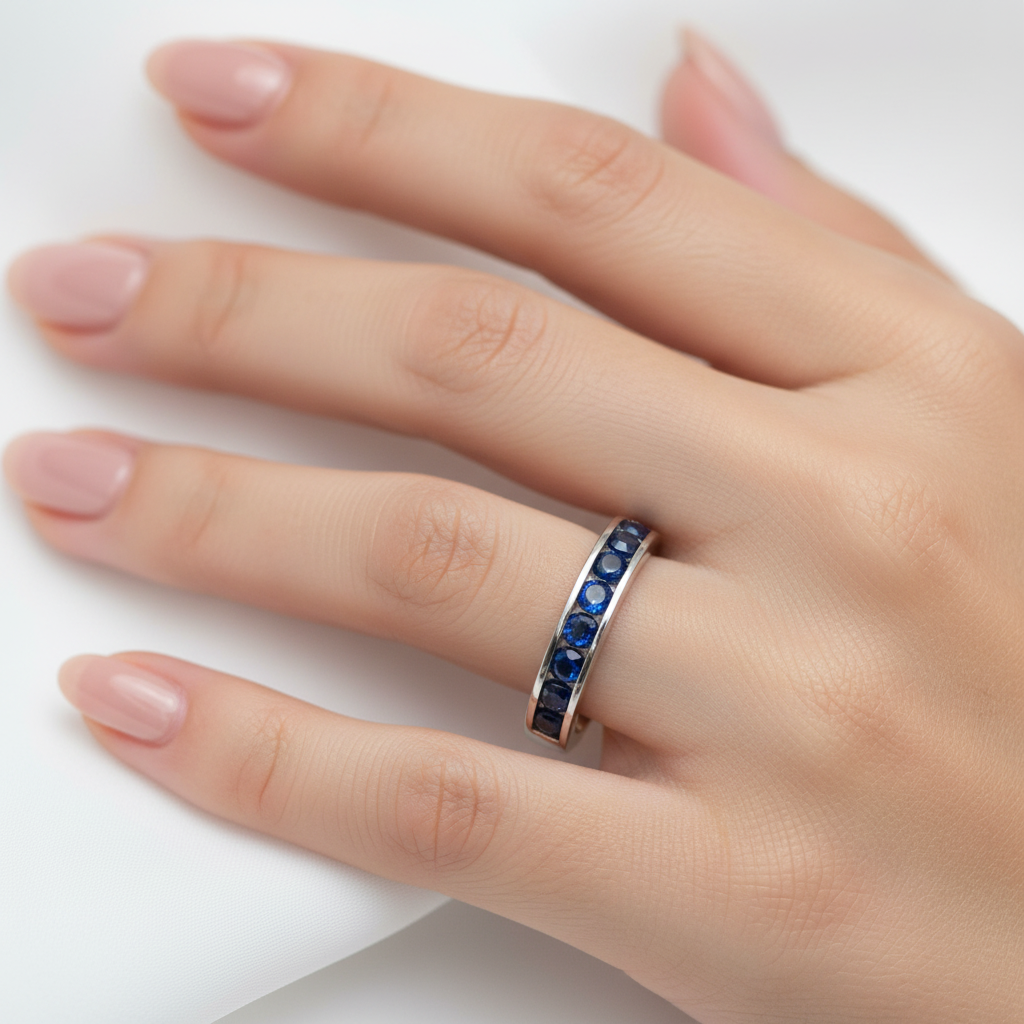 Sapphire Cubic Zirconia Silver Ring