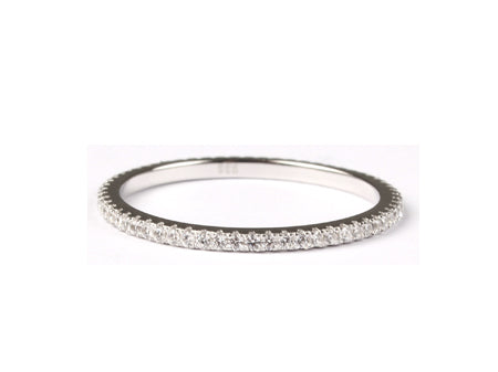 A White Cubic Zirconia Half Eternity Ring.