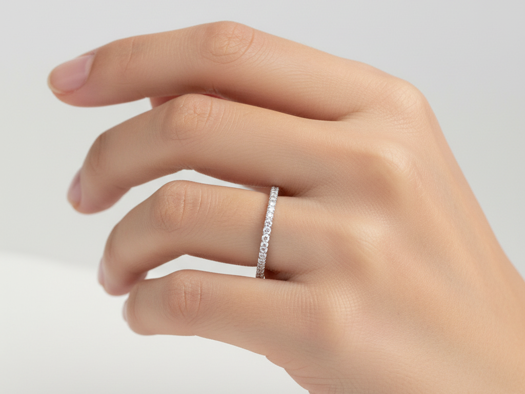 A White Cubic Zirconia Full Eternity Ring.