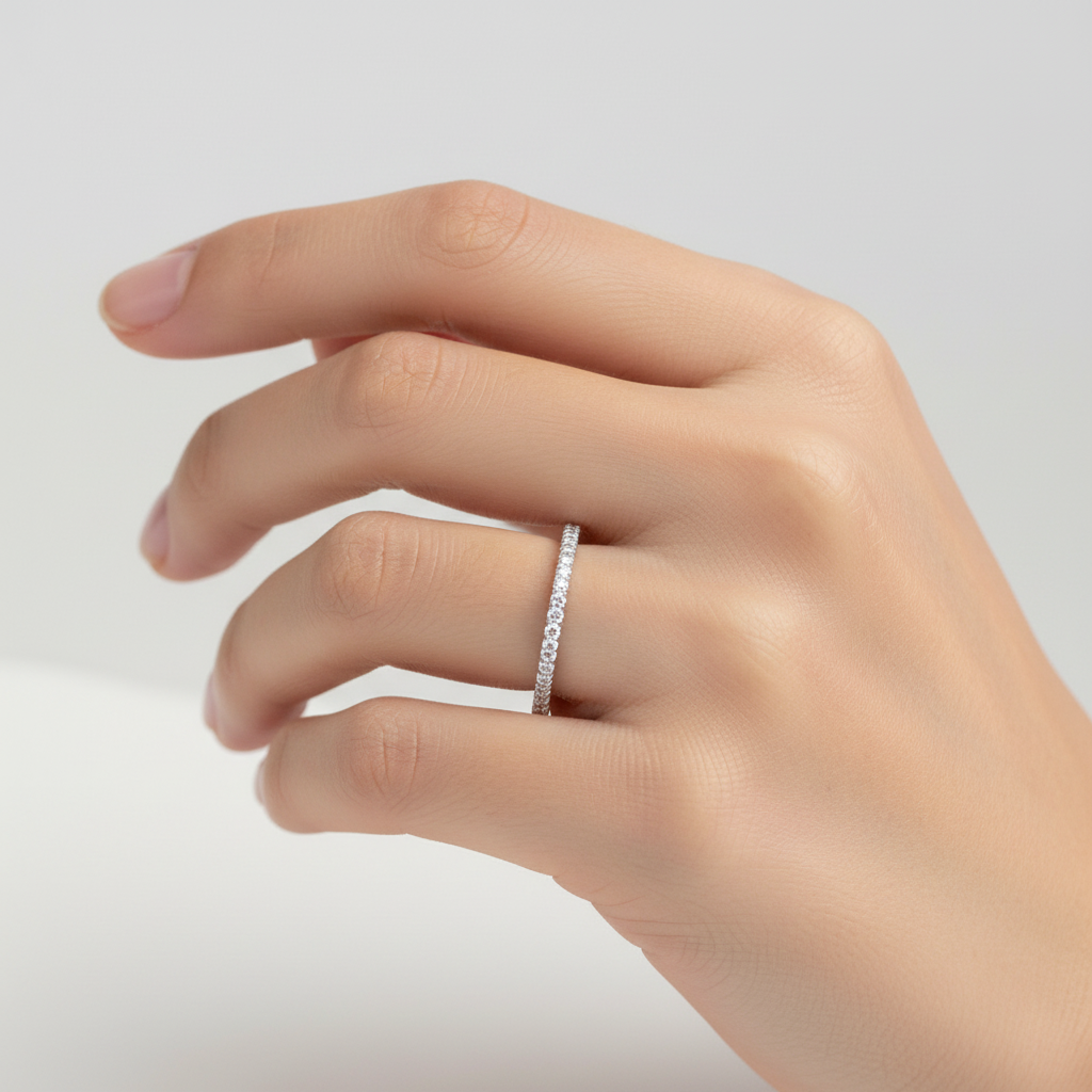 A White Cubic Zirconia Full Eternity Ring.