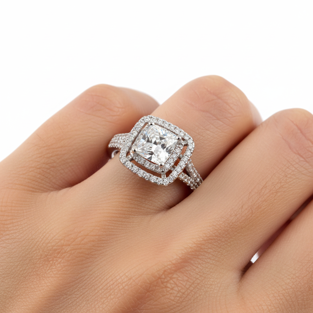 A White Cubic Zirconia Ring.