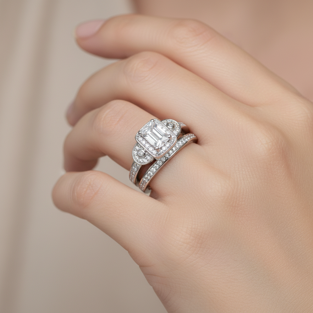 A White Cubic Zirconia Ring.