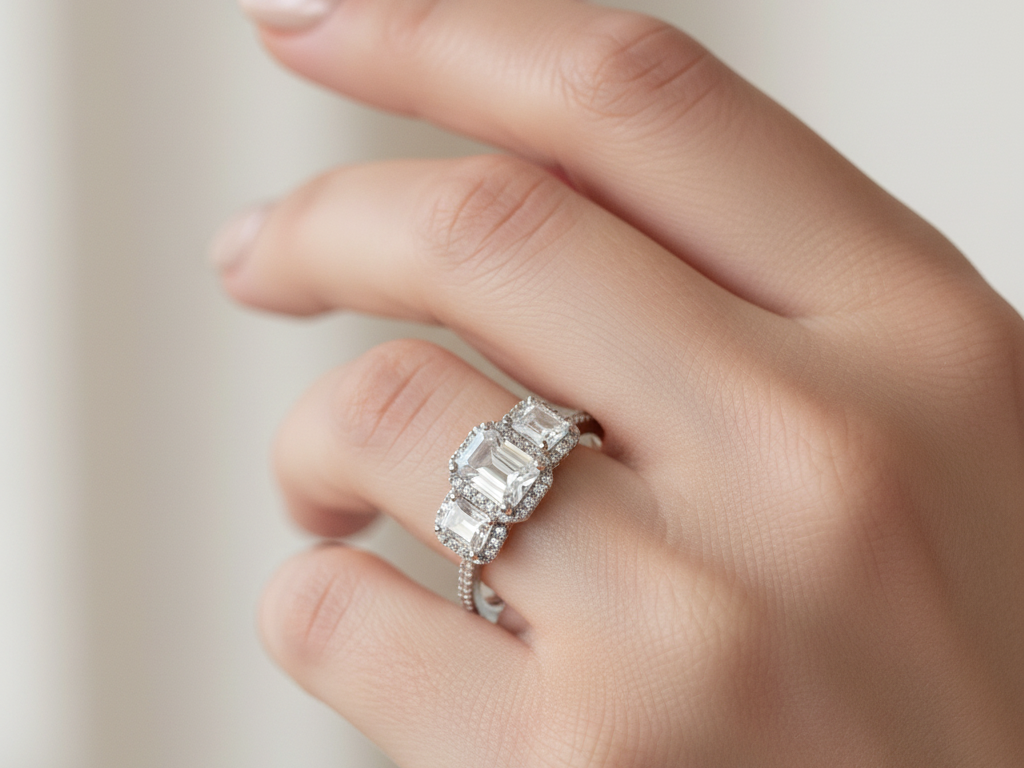 White Cubic Zirconia Ring.