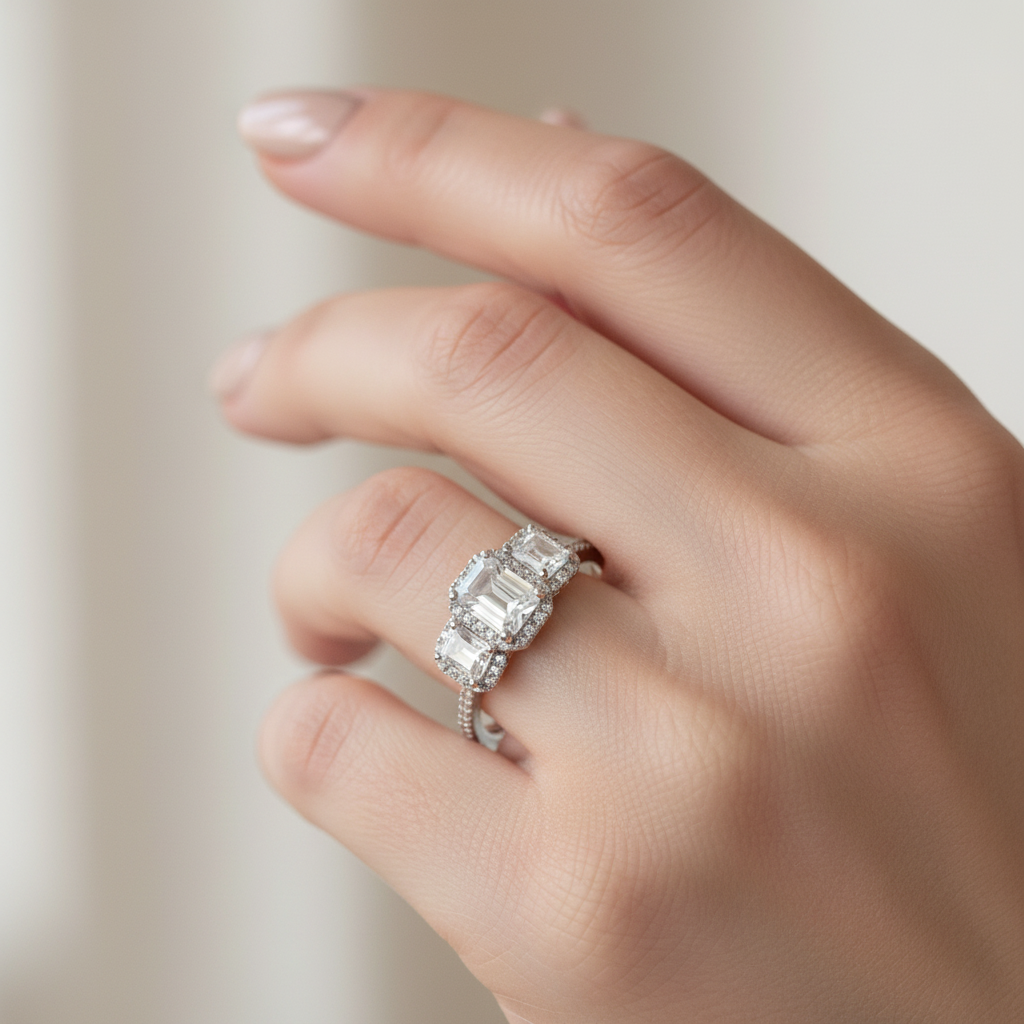White Cubic Zirconia Ring.