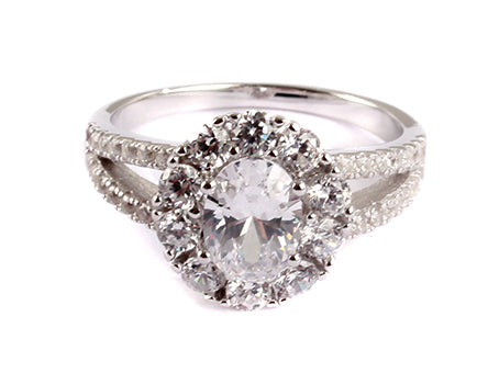A White Cubic Zirconia Ring.
