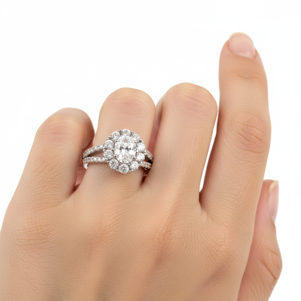 A White Cubic Zirconia Ring.