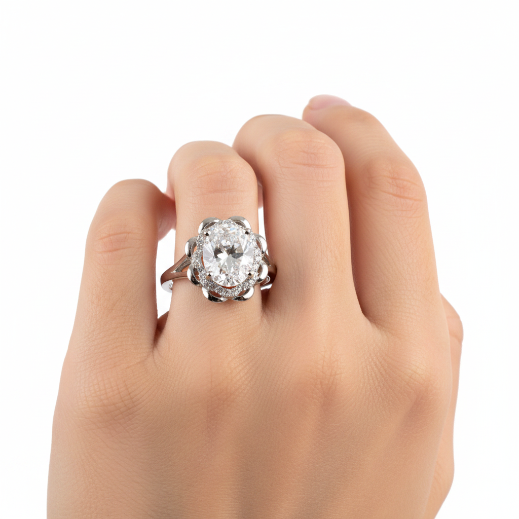 A White Cubic Zirconia Ring.