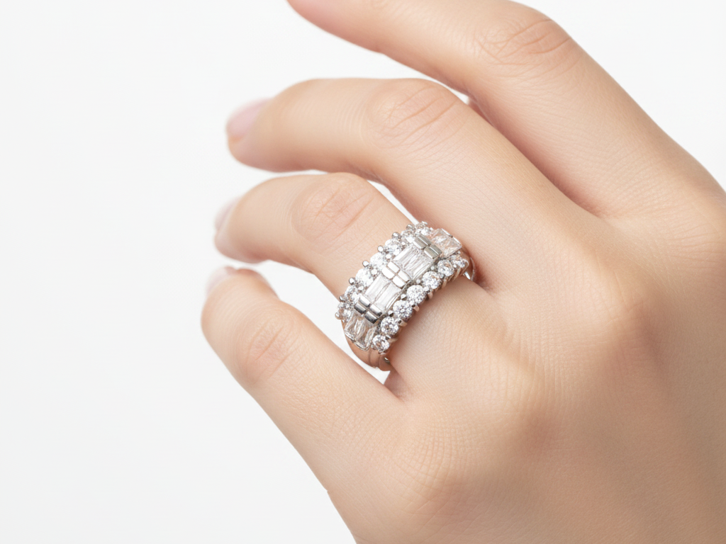 White Cubic Zirconia Ring.