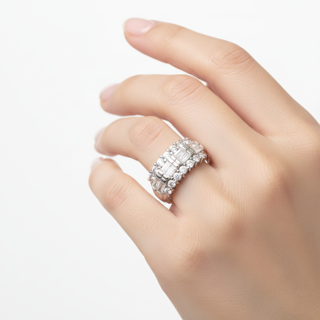 White Cubic Zirconia Ring.