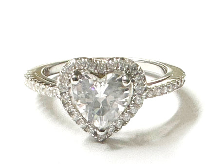 White Cubic Zirconia Heart Ring.