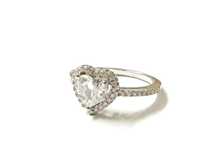 White Cubic Zirconia Heart Ring.