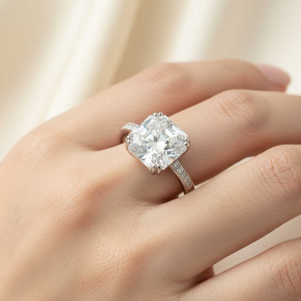 A White Cubic Zirconia Silver Ring