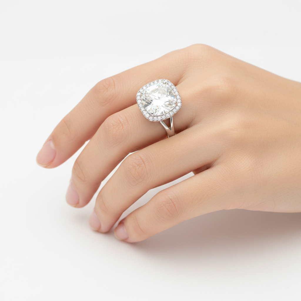 A White Cubic Zirconia Silver Ring