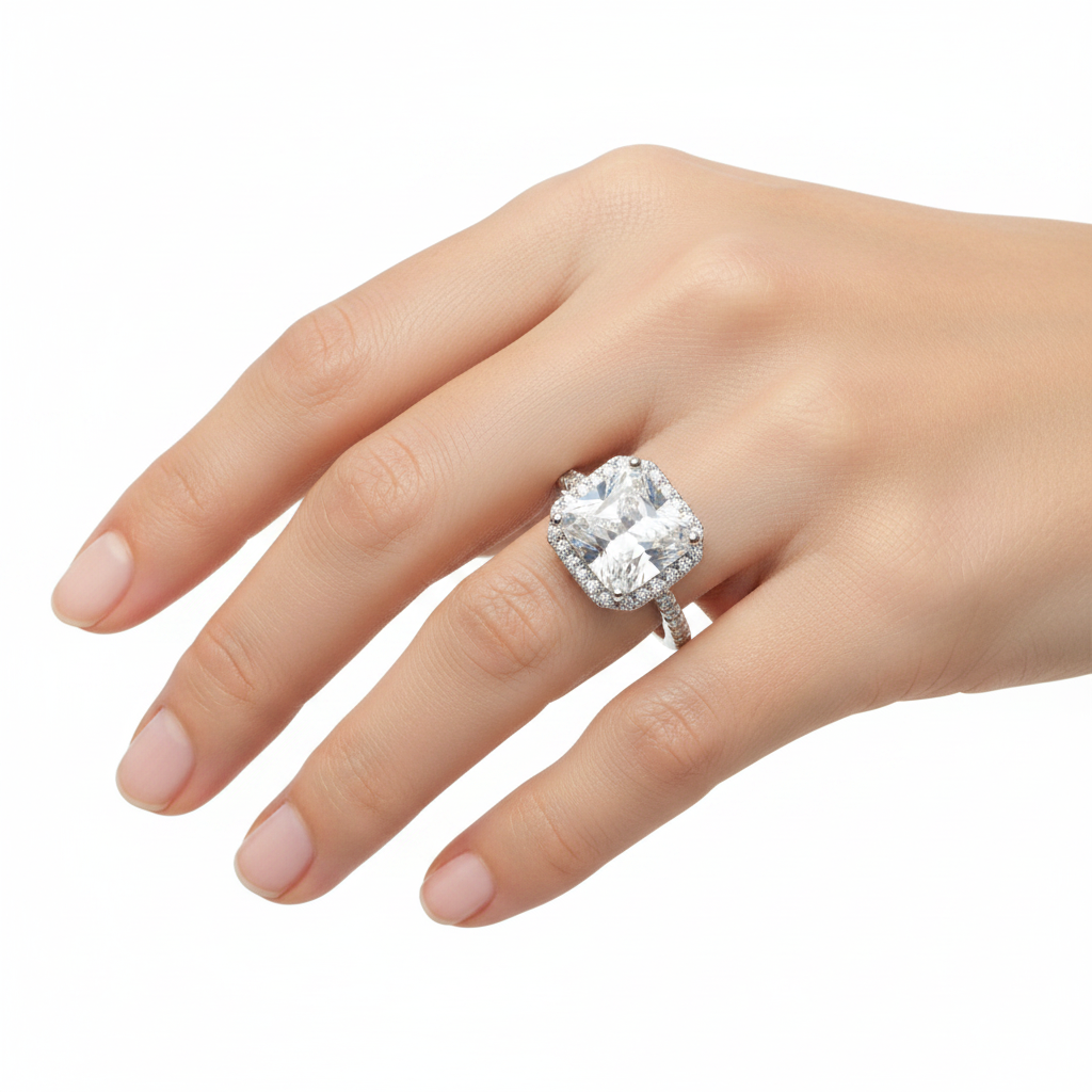 A White Cubic Zirconia Silver Ring