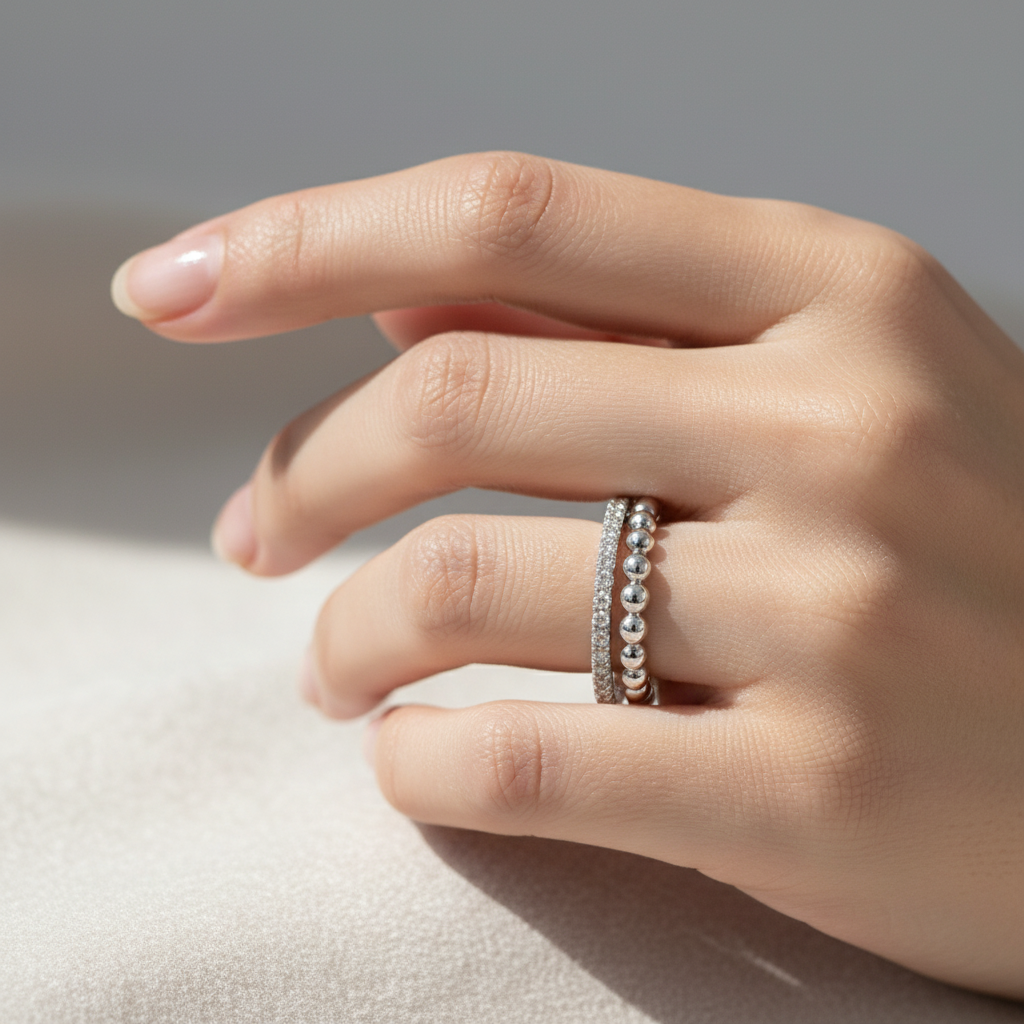 White Cubic Zirconia Ring.