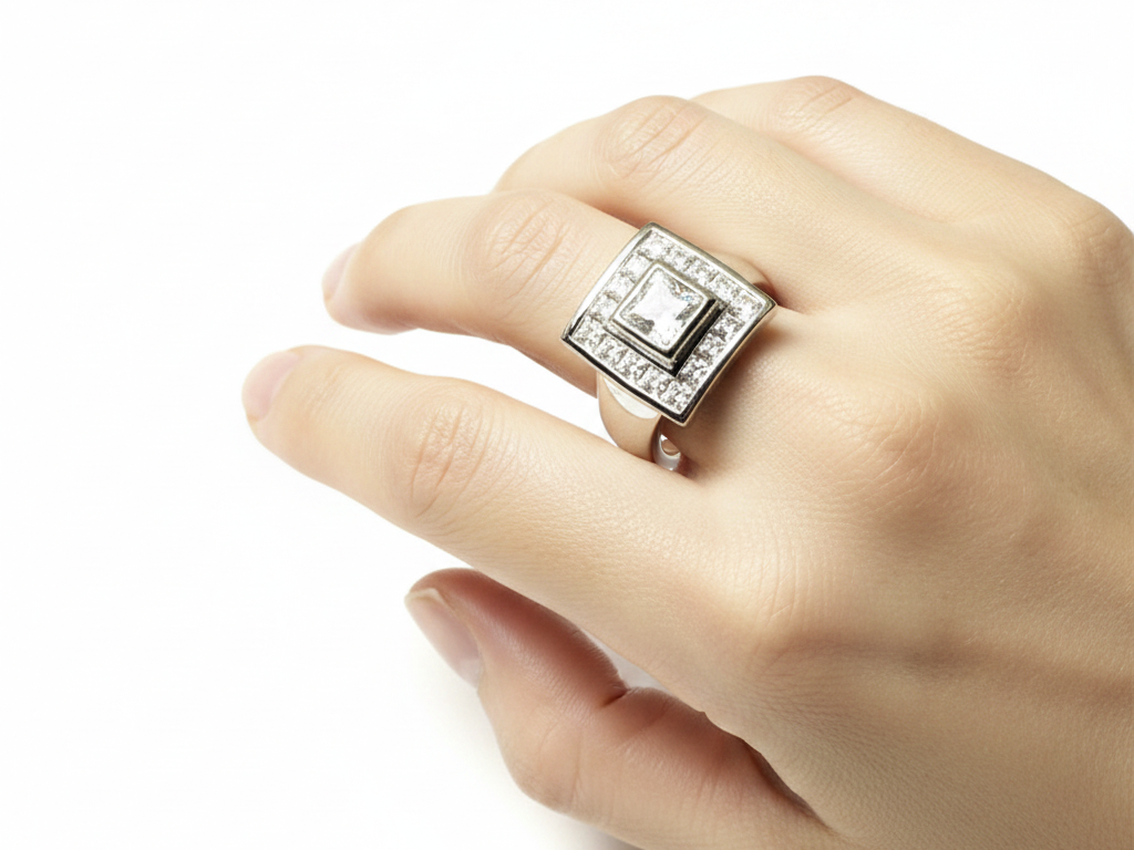 A White Cubic Zirconia Silver Ring