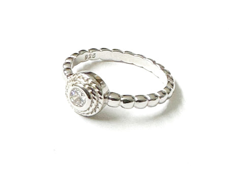 A White Cz Silver Ring.