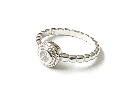 A White Cz Silver Ring.