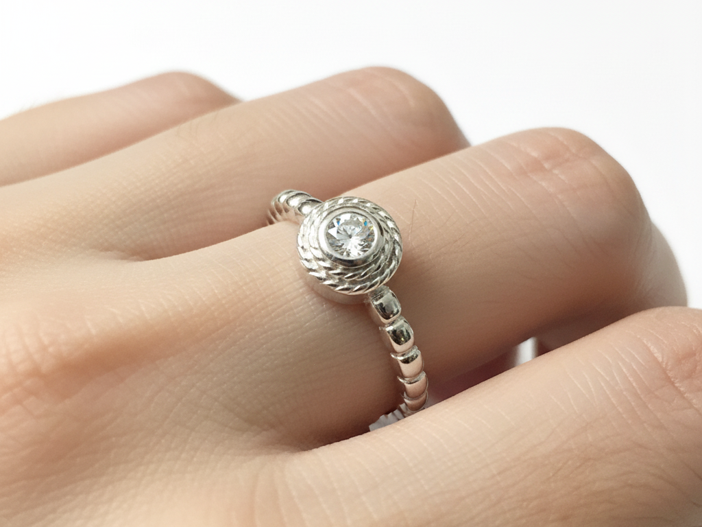 A White Cz Silver Ring.