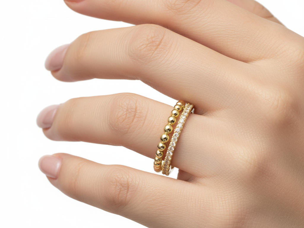 Yellow Plated Silver White Cubic Zirconia Ring.