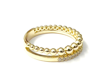 Yellow Plated Silver White Cubic Zirconia Ring.