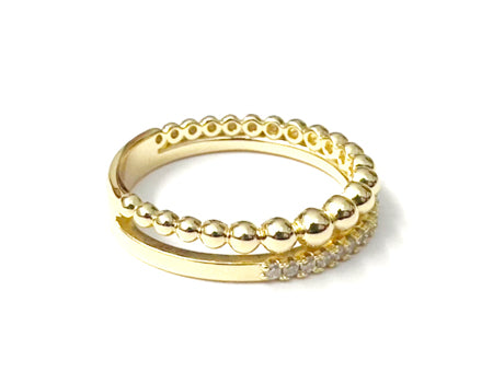 Yellow Plated Silver White Cubic Zirconia Ring.