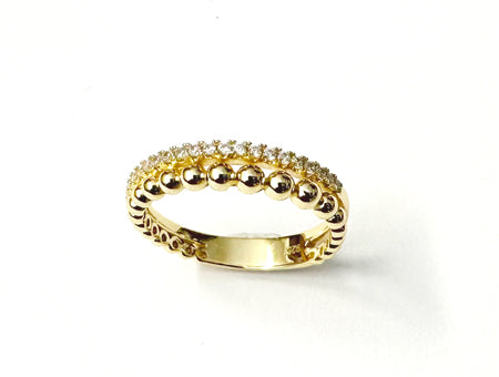 Yellow Plated Silver White Cubic Zirconia Ring.