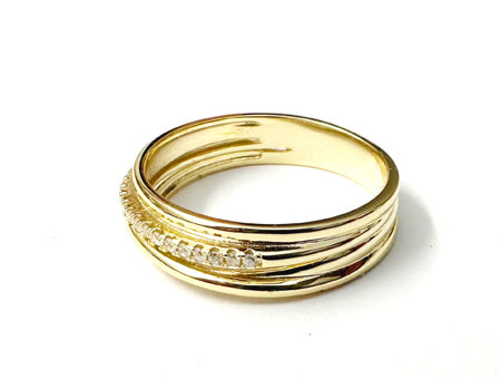 Yellow Plated Silver White Cubic Zirconia Ring.