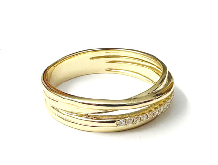 Yellow Plated Silver White Cubic Zirconia Ring.