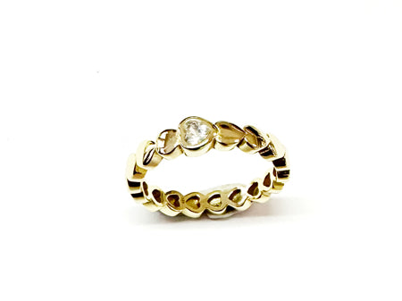 White Cubic Zirconia Silver Heart Design Ring