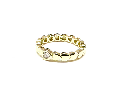 White Cubic Zirconia Silver Heart Design Ring