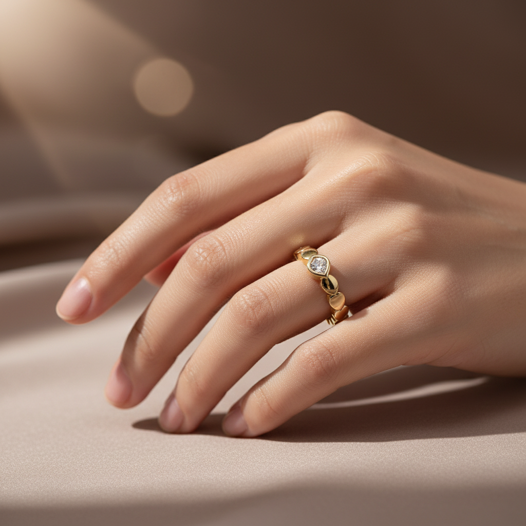 White Cubic Zirconia Silver Heart Design Ring