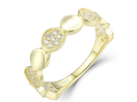 A Yellow Plated Silver Cz Ring