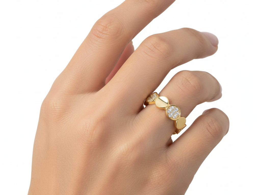 A Yellow Plated Silver Cz Ring