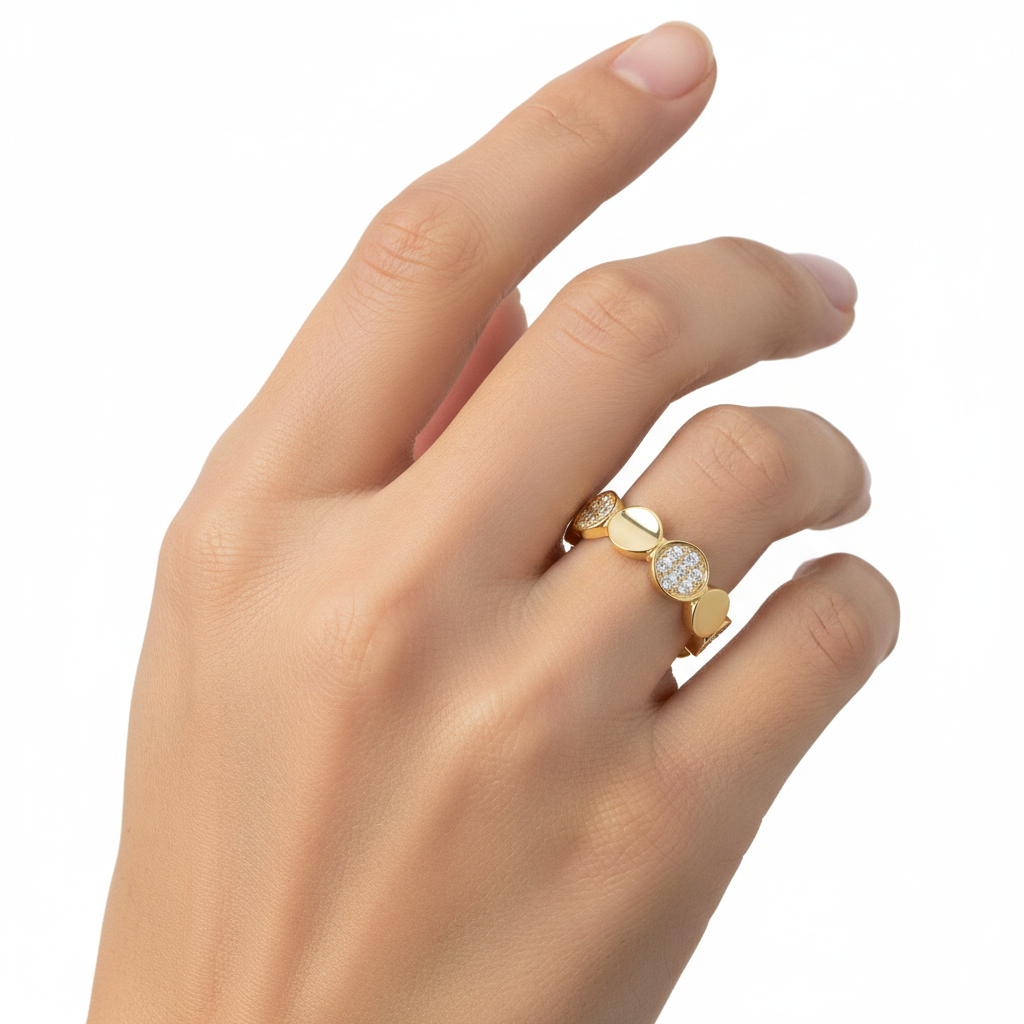 A Yellow Plated Silver Cz Ring