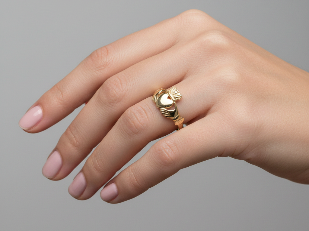 9ct Yellow Gold Ladies Claddagh Ring