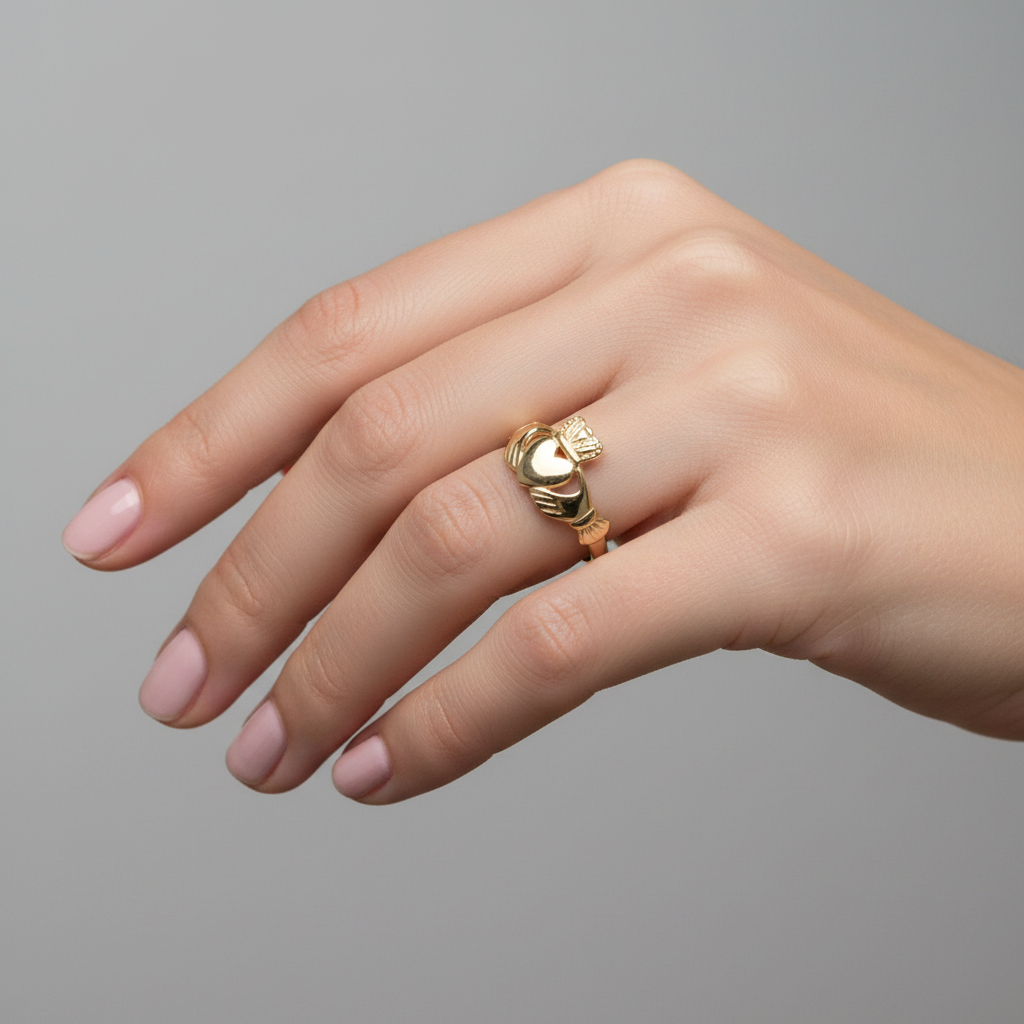 9ct Yellow Gold Ladies Claddagh Ring