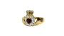 9CT Yellow Gold Garnet Cz Claddagh Ring