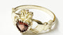 9 CT Yellow Gold Garnet Cz Claddagh Ring
