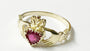 9 CT Yellow Gold Ruby Cz Claddagh Ring