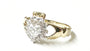 9CT Yellow Gold White Cz Stone Set Cluster Claddagh Ring