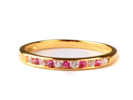 9ct Yellow Gold Ruby with Diamond Ring.