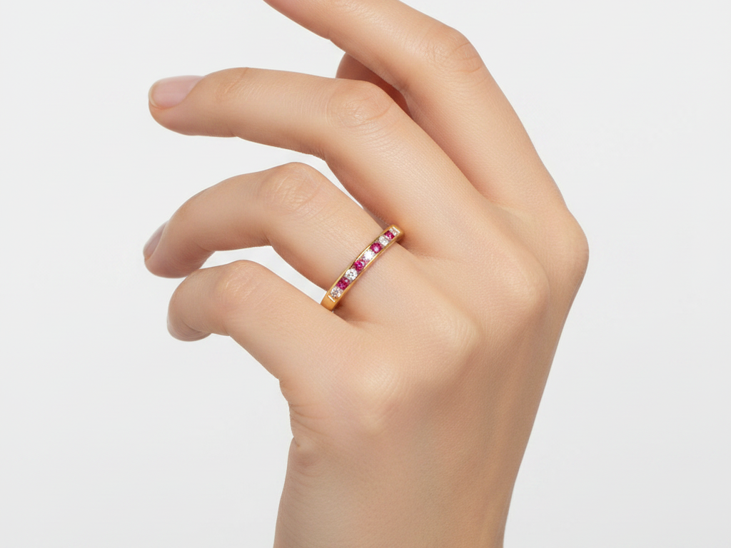 9ct Yellow Gold Ruby Cz Ring.
