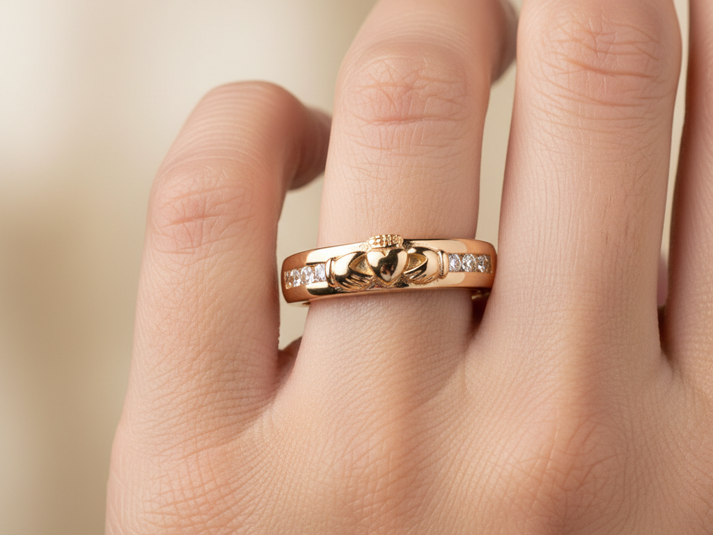 9ct Yellow Gold Diamond Ring.