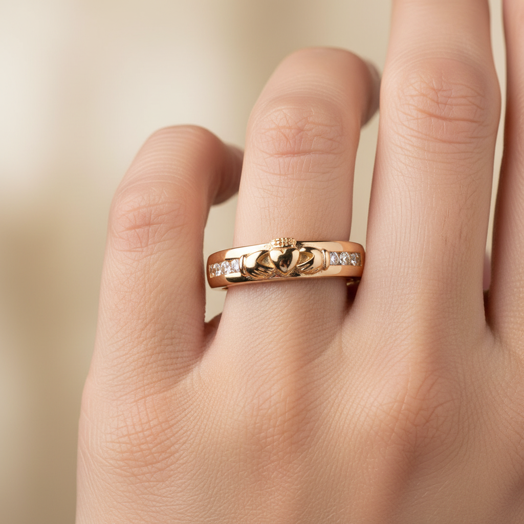 9ct Yellow Gold Diamond Ring.