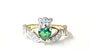 9 CT Yellow Gold Green & White Cz Claddagh Ring