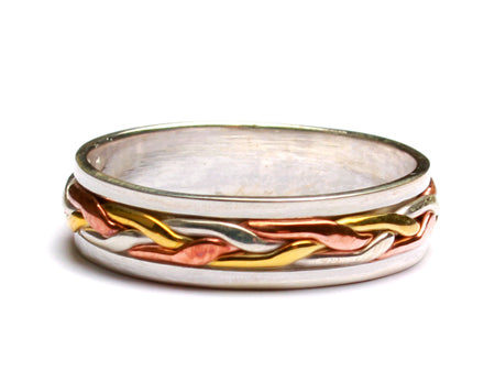 Three Tone Silver Celtic Design Ring